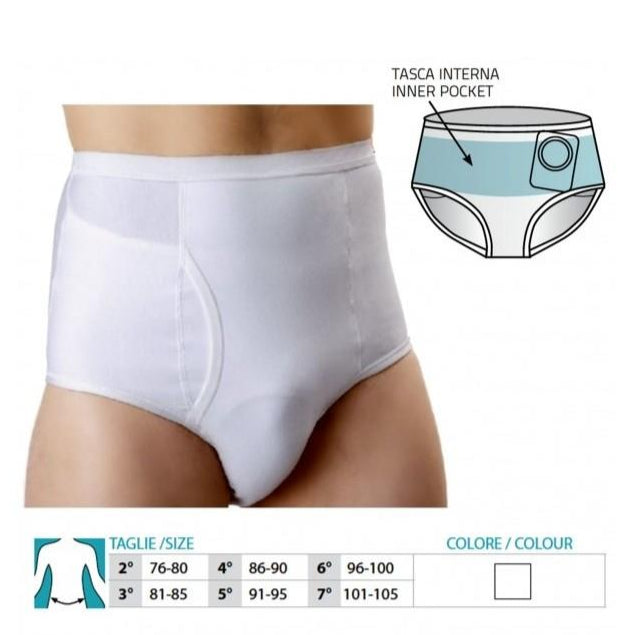 OSTOMY BRIEF/UNDERWEAR for Man Art.556 ORIONE® – Pesky Hernia - Orthopaedic  Products